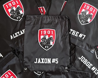 Custom Team Player Drawstring bags for Football Soccer Baseball Hockey Team Spirt