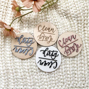 Clean Dirty Dishwasher Magnet, Wood Magnet, Kitchen Magnet, Laser Engraved Wood Magnet, Kitchen Decor, Dishwasher Magnet