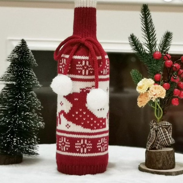 Christmas Wine Cover, Bags Wine Gift Bottle Cover Christmas Party Home Dinner Table Decoration