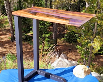 Custom C-Table – American Black Walnut, Epoxy Resin Inlay