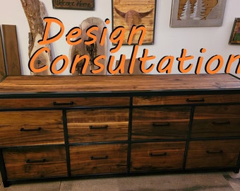 Design Consultation - Oversized Industrial Rustic Ten Drawer Dresser - American Walnut