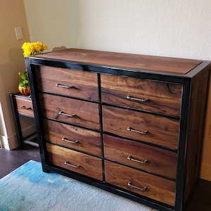 Industrial Rustic Dresser - Handmade to Order - American Black Walnut w/Steampunk Handles