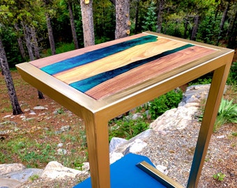 Made to Order - Epoxy Resin Couch Side Table - Coffee Table - C-side Desk - Handmade in USA