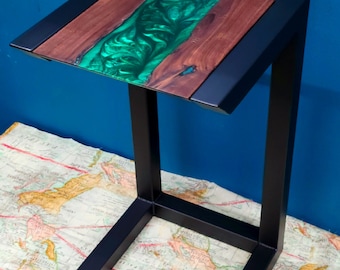 Handmade Epoxy Resin Side Table – Custom C-Table Desk
