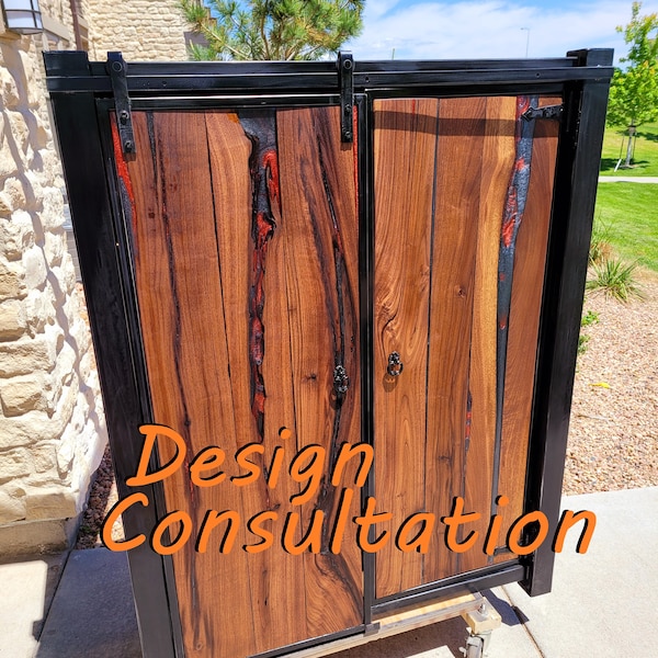 Design Consultation - Barndoor Dresser - Liqour Cabinet - Handmade per Order - American Black Walnut & Epoxy Inlay