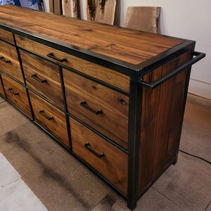 Start a Custom Order Oversized Industrial Rustic Ten Drawer Dresser image 4