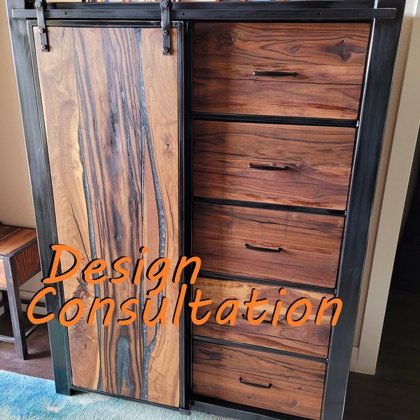 Design Consultation - Oversized Barndoor Dresser - Handmade to Order - American Black Walnut & Epoxy Inlay