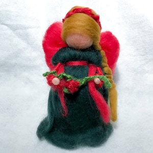 Needle felted Christmas Angel, Waldorf inspired small Tree Topper,  6”