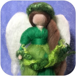 Christmas Green Fairy Tree Topper, Needle felt Waldorf inspired fairy.