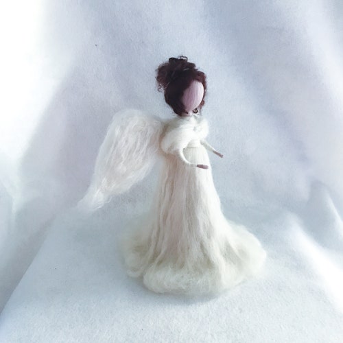 Christmas Needle Felted Angel Tree Topper Waldorf NOTE WAIT Etsy