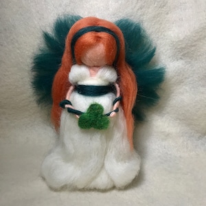Irish luck Angel/ Fairy with shamrock.  March angel Waldorf inspired.