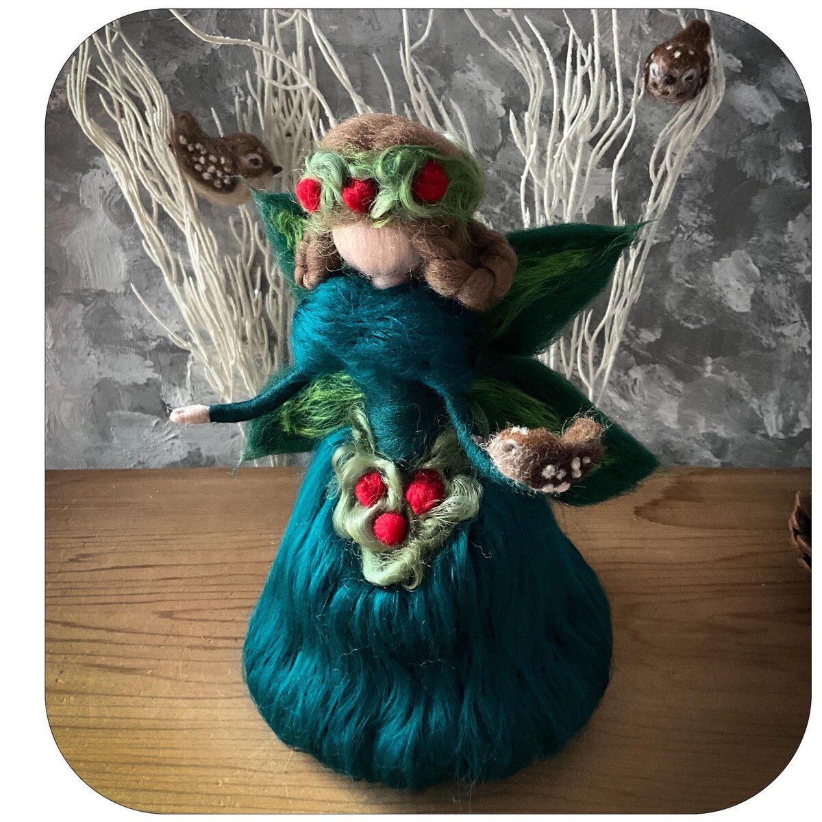 14 in- Needle Felted Yule Fairy Tree Topper With Winter Wren. Christmas Waldorf Decor - Etsy