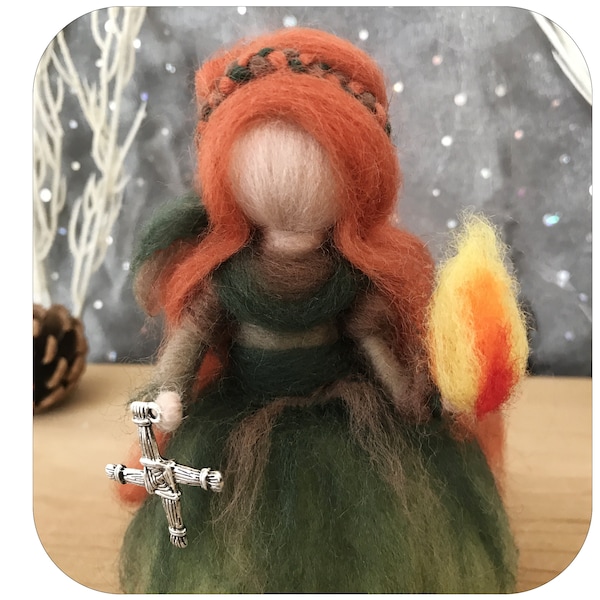 Mini Brigid Goddess , Imbolc, Yuletide pagan tree topper for a small or tabletop tree. figurine for the heart.
