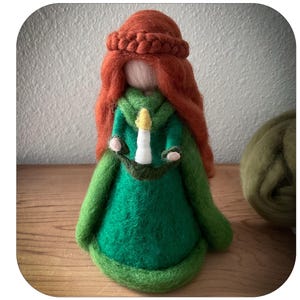 Brigid Goddess Figurine/ St Brigid needle felt Imbolc decoration