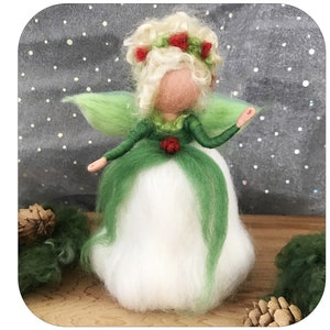 Christmas Fairy Tree Topper, Needle felt Waldorf inspired fairy.