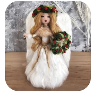 Needle Felted Angel Tree Topper: Silk, Wool, and Mohair - Waldorf Inspired