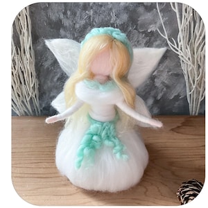 Mini Tree topper Magic Christmas Fairy, Needle felt Waldorf inspired fairy.