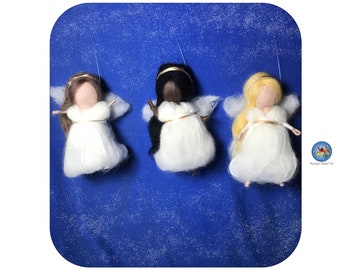 Christmas Angel ornament decoration. Needle felted Waldorf inspired.