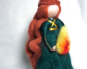 Mini St Brigid, Irish Celtic decor, Needle felt tree topper for a small or tabletop tree.