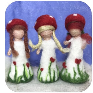 Children of the Forest Dolls  Needle Felted Waldorf Faeries, Toadstool Fairy Gift, Cottagecore Decor, Nature Table, Handmade Woodland Dolls