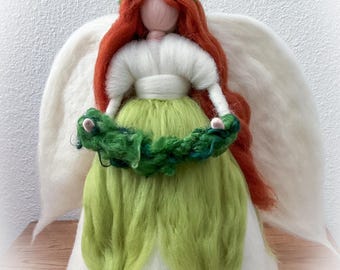 Christmas Fairy Tree topper, Needle felt Waldorf inspired fairy.