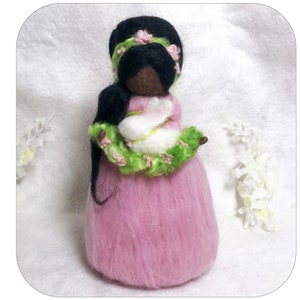 Lady Spring dark skinned fairy/angel with bunny Waldorf inspired. Spring Goddess