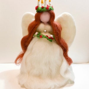 Santa Lucia Angel/ Centerpiece/ Tree topper/ needle felted angel.