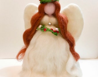 Santa Lucia Angel/ Centerpiece/ Tree topper/ needle felted angel.