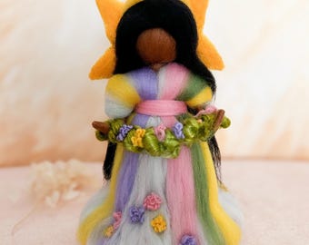 Needle Felted Summer Fairy Doll: Waldorf Nature Table Decor
