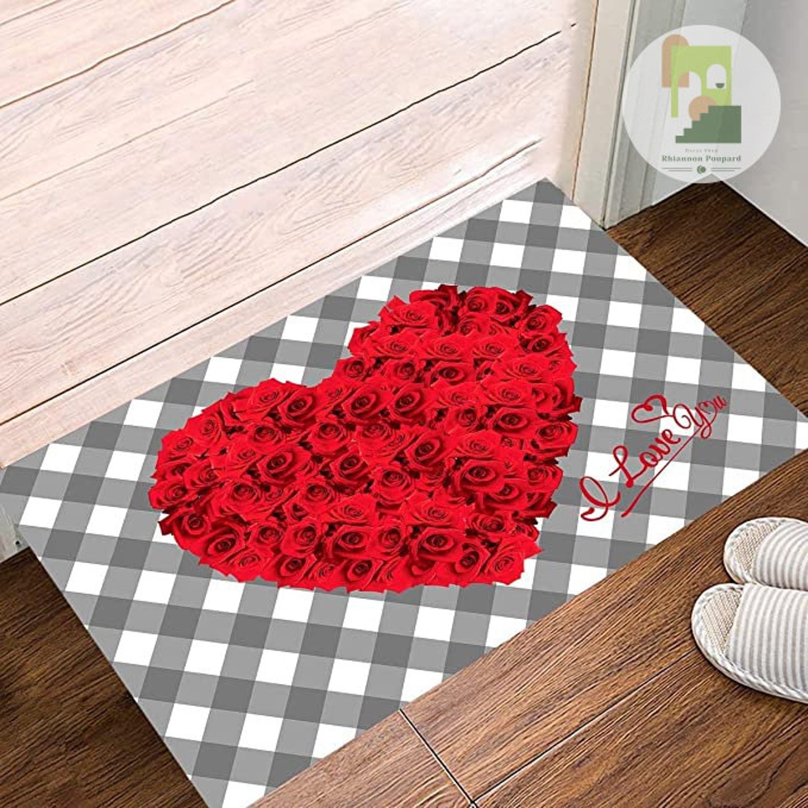 Valentine's Day Doormat Romantic Red Hearts Love Door Mat Etsy