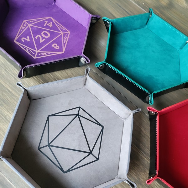 Leather Dice Tray | Velvet Foldable Hexagon Tray for RPG Dice Rolling | DnD Accessories and Essentials | Portable Tabletop Board Games Tray