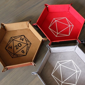 Leather Dice Tray | Velvet Foldable Hexagon Tray for RPG Dice Rolling | DnD Accessories and Essentials | Portable Tabletop Board Games Tray