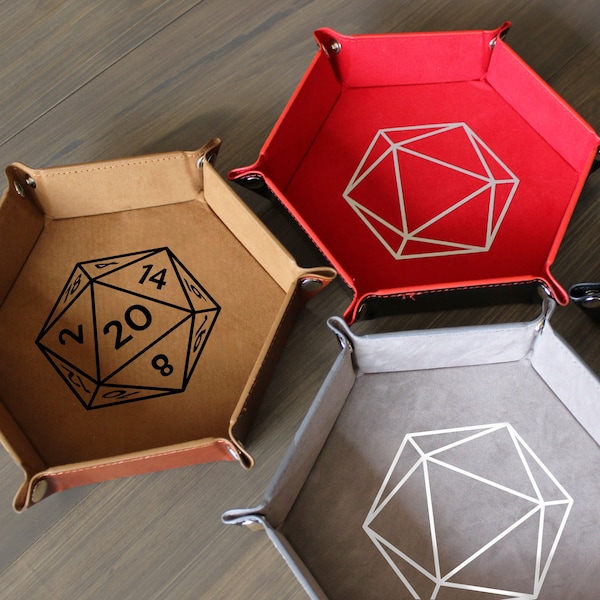 Leather Dice Tray | Velvet Foldable Hexagon Tray for RPG Dice Rolling | DnD Accessories and Essentials | Portable Tabletop Board Games Tray