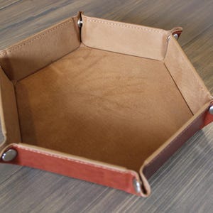 Brown tray with brown leather exterior