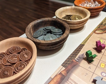 Luxury Wooden Bowl Set: Board Game Token Trays