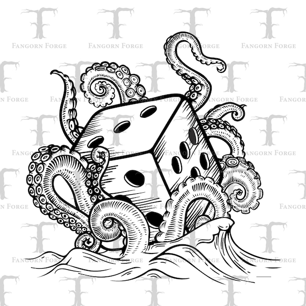 Kraken Sinking Dice Ship SVG: Laser Cut, Cricut (Digital Download)