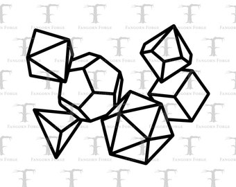 D&D Polyhedral Dice Set Digital Download | Dungeons and Dragons Dice SVG Design File for Laser Engraving, Cricut, Screenprinting, and Crafts