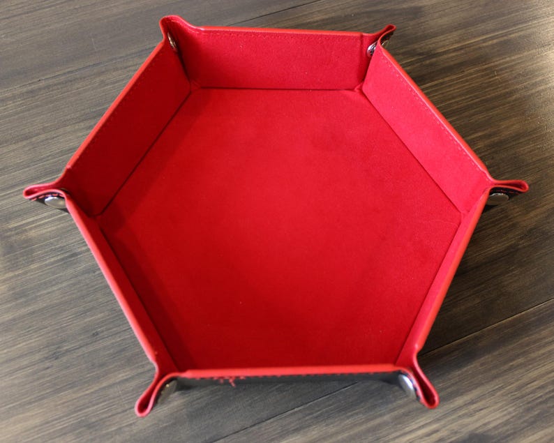Red hexagon snap dice tray