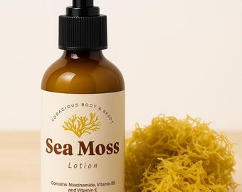 Sea Moss Body Lotion: Wildcrafted, Vanilla Scented, with Niacinamide & Vitamin B5