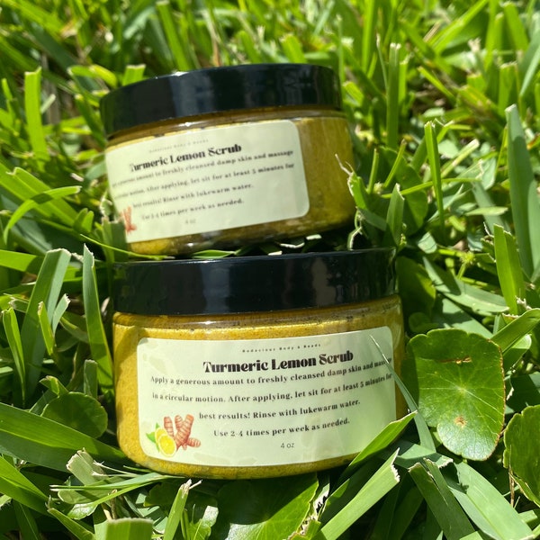 Turmeric Lemon Scrub-all natural, shea butter, dark underarms, dark inner thighs, acne spot, skin brightener