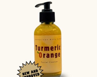 Limpiador facial iluminador de cúrcuma y naranja para manchas oscuras / Jabón facial vegano / 4 oz