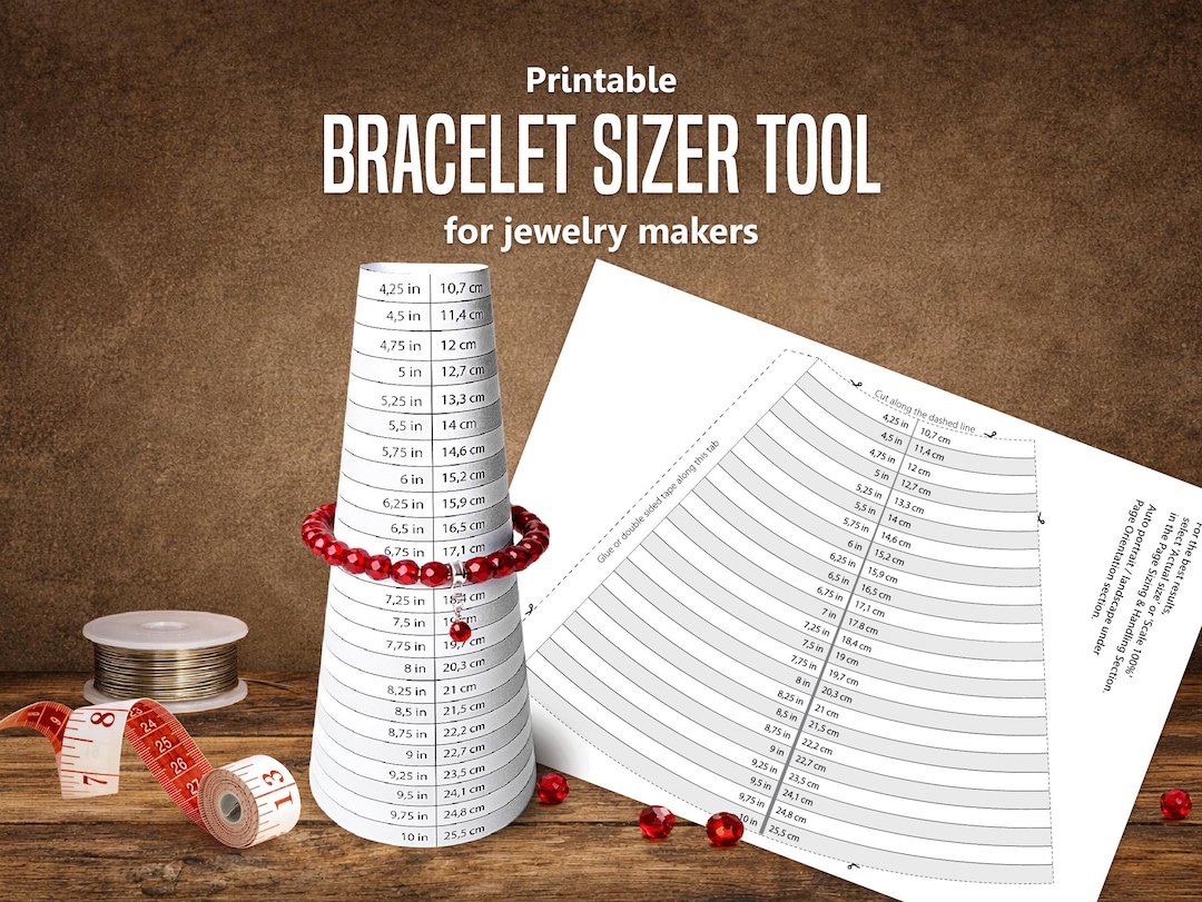 Bracelet Ruler Printable Free Pdf Bracelet Sizer Printable Tool for Jewelry Makers, Bracelet Mandrel ...