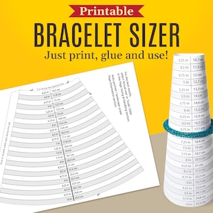 Printable bracelet sizer, Printable bracelet mandrel, Bracelet Sizer Gauge, Jewelry Sizing Tool, A4, US Letter size PDF JPG Instant download