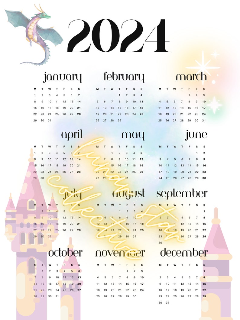 Fantasy 2024 Year Calendar Etsy