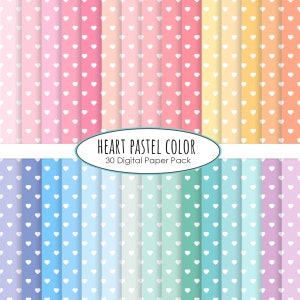 Heart patterns digital paper pastel color dots pattern digital scrapbooking Instant download