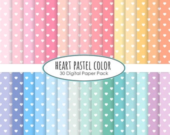 Motifs coeurs papier numérique pois de couleur pastel motif scrapbooking numérique Téléchargement instantané