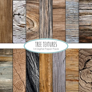 Textura del árbol Fondo de madera rústico digital scrapbooking madera paquete de papel troncos de árbol descarga instantánea