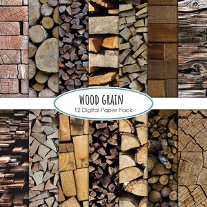 Fondo de grano de madera rústico scrapbooking madera paquete de papel troncos de árbol descarga instantánea