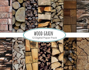 Houtnerf achtergrond rustieke digitale scrapbooking hout papier pack boomstammen instant download