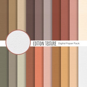 May include: A digital paper pack with 20 different cotton textures in various shades of brown, beige, and pink. The textures have a subtle woven look. The text "COTTON TEXTURE Digital Paper Pack" is at the top of the image.
